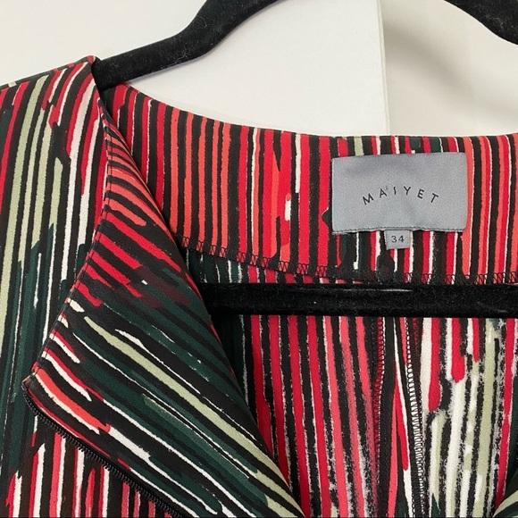 Maiyet Silk Red Stripe Midi Zipper Front Dress 34 - Picture 2 of 7